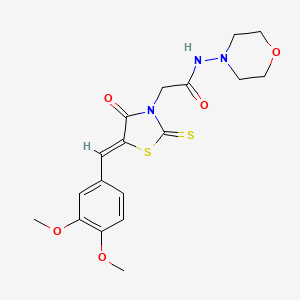 molecular formula C18H21N3O5S2 B2517605 (Z)-2-(5-(3,4-dimethoxybenzylidene)-4-oxo-2-thioxothiazolidin-3-yl)-N-morpholinoacetamide CAS No. 681832-68-8