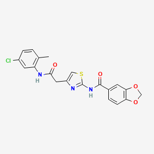 molecular formula C20H16ClN3O4S B2517610 N-(4-(2-((5-氯-2-甲苯基)氨基)-2-氧代乙基)噻唑-2-基)苯并[d][1,3]二氧杂环-5-甲酰胺 CAS No. 921819-28-5