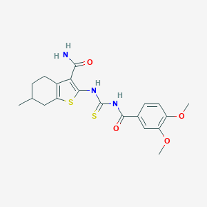 molecular formula C20H23N3O4S2 B251764 2-({[(3,4-Dimethoxyphenyl)carbonyl]carbamothioyl}amino)-6-methyl-4,5,6,7-tetrahydro-1-benzothiophene-3-carboxamide 