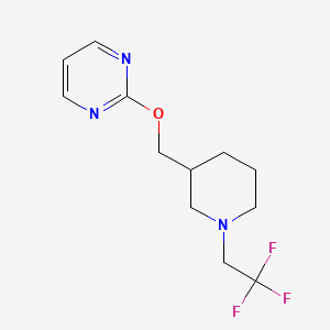 molecular formula C12H16F3N3O B2517653 2-[[1-(2,2,2-Trifluoroethyl)piperidin-3-yl]methoxy]pyrimidine CAS No. 2380043-11-6