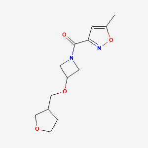 molecular formula C13H18N2O4 B2517671 (5-Methyl-1,2-oxazol-3-yl)-[3-(oxolan-3-ylmethoxy)azetidin-1-yl]methanone CAS No. 2320818-07-1