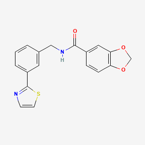 molecular formula C18H14N2O3S B2517672 N-(3-(thiazol-2-yl)benzyl)benzo[d][1,3]dioxole-5-carboxamide CAS No. 1421463-95-7
