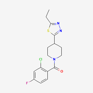 molecular formula C16H17ClFN3OS B2517675 (2-Chloro-4-fluorophenyl)(4-(5-ethyl-1,3,4-thiadiazol-2-yl)piperidin-1-yl)methanone CAS No. 1171450-28-4