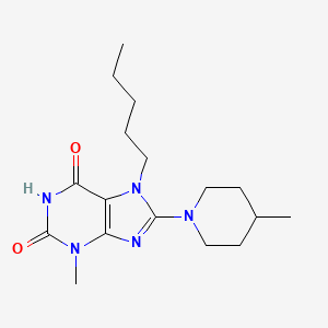 molecular formula C17H27N5O2 B2517678 3-Methyl-8-(4-methylpiperidin-1-yl)-7-pentylpurine-2,6-dione CAS No. 578700-85-3