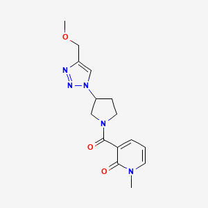 molecular formula C15H19N5O3 B2517681 3-[3-[4-(Methoxymethyl)triazol-1-yl]pyrrolidine-1-carbonyl]-1-methylpyridin-2-one CAS No. 2310154-00-6