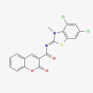 molecular formula C18H10Cl2N2O3S B2517699 N-(4,6-dichloro-3-methyl-1,3-benzothiazol-2-ylidene)-2-oxochromene-3-carboxamide CAS No. 868369-74-8
