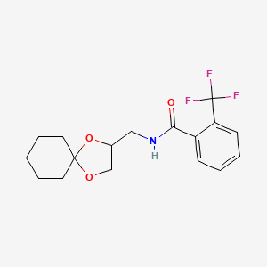 molecular formula C17H20F3NO3 B2517705 N-(1,4-dioxaspiro[4.5]decan-2-ylmethyl)-2-(trifluoromethyl)benzamide CAS No. 900006-42-0