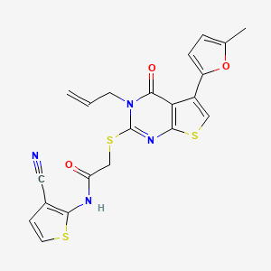2-((3-allyl-5-(5-methylfuran-2-yl)-4-oxo-3,4-dihydrothieno[2,3-d]pyrimidin-2-yl)thio)-N-(3-cyanothiophen-2-yl)acetamide