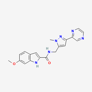 6-methoxy-N-((1-methyl-3-(pyrazin-2-yl)-1H-pyrazol-5-yl)methyl)-1H-indole-2-carboxamide