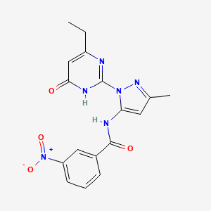 molecular formula C17H16N6O4 B2517712 N-(1-(4-ethyl-6-oxo-1,6-dihydropyrimidin-2-yl)-3-methyl-1H-pyrazol-5-yl)-3-nitrobenzamide CAS No. 1004252-25-8