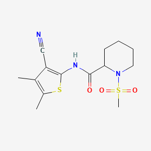 molecular formula C14H19N3O3S2 B2517718 N-(3-cyano-4,5-dimethylthiophen-2-yl)-1-(methylsulfonyl)piperidine-2-carboxamide CAS No. 1222419-09-1