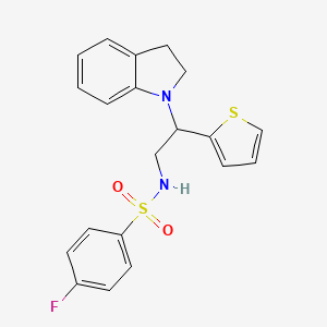 molecular formula C20H19FN2O2S2 B2517720 4-氟-N-(2-(吲哚-1-基)-2-(噻吩-2-基)乙基)苯磺酰胺 CAS No. 898407-47-1