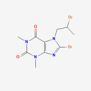 molecular formula C10H12Br2N4O2 B2517725 8-bromo-7-(2-bromopropyl)-1,3-dimethyl-2,3,6,7-tetrahydro-1H-purine-2,6-dione CAS No. 255730-94-0