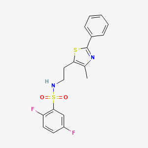 molecular formula C18H16F2N2O2S2 B2517727 2,5-difluoro-N-[2-(4-methyl-2-phenyl-1,3-thiazol-5-yl)ethyl]benzenesulfonamide CAS No. 894014-84-7