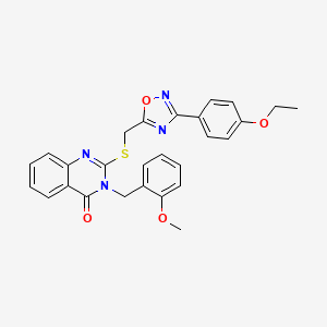 molecular formula C27H24N4O4S B2517732 2-(((3-(4-ethoxyphenyl)-1,2,4-oxadiazol-5-yl)methyl)thio)-3-(2-methoxybenzyl)quinazolin-4(3H)-one CAS No. 2034515-91-6