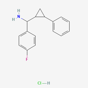 molecular formula C16H17ClFN B2517733 (4-氟苯基)-(2-苯基环丙基)甲胺;盐酸盐 CAS No. 2241129-00-8