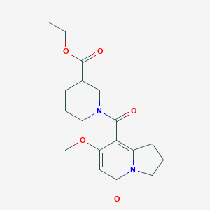 Ethyl 1-(7-methoxy-5-oxo-1,2,3,5-tetrahydroindolizine-8-carbonyl)piperidine-3-carboxylate