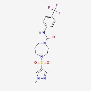 molecular formula C17H20F3N5O3S B2517743 4-((1-methyl-1H-pyrazol-4-yl)sulfonyl)-N-(4-(trifluoromethyl)phenyl)-1,4-diazepane-1-carboxamide CAS No. 2034402-79-2