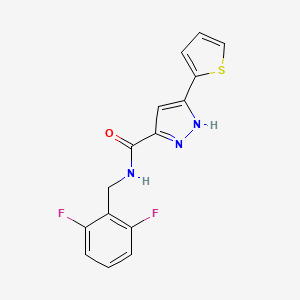 molecular formula C15H11F2N3OS B2517769 N-(2,6-二氟苄基)-5-(噻吩-2-基)-1H-吡唑-3-甲酰胺 CAS No. 1239473-47-2