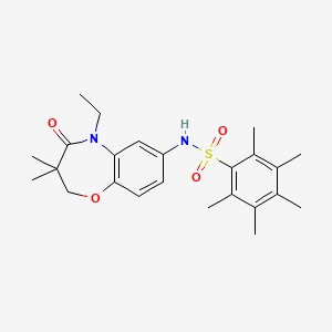 molecular formula C24H32N2O4S B2517770 N-(5-乙基-3,3-二甲基-4-氧代-2,3,4,5-四氢苯并[b][1,4]恶杂环-7-基)-2,3,4,5,6-五甲基苯磺酰胺 CAS No. 921909-10-6