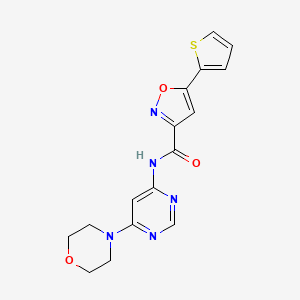 molecular formula C16H15N5O3S B2517776 N-(6-morpholinopyrimidin-4-yl)-5-(thiophen-2-yl)isoxazole-3-carboxamide CAS No. 1396760-32-9