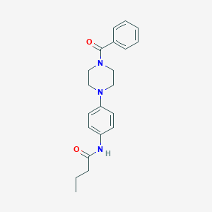 molecular formula C21H25N3O2 B251778 N-[4-(4-benzoyl-1-piperazinyl)phenyl]butanamide 