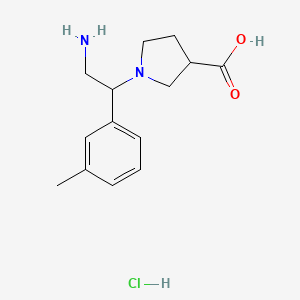 molecular formula C14H21ClN2O2 B2517781 1-(2-Amino-1-m-tolyl-ethyl)-pyrrolidine-3-carboxylic acid hcl CAS No. 1958100-65-6