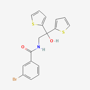 molecular formula C17H14BrNO2S2 B2517796 3-bromo-N-(2-hydroxy-2,2-di(thiophen-2-yl)ethyl)benzamide CAS No. 2034589-75-6