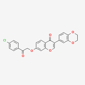 molecular formula C25H17ClO6 B2517799 7-[2-(4-Chlorophenyl)-2-oxoethoxy]-3-(2,3-dihydro-1,4-benzodioxin-6-yl)chromen-4-one CAS No. 844455-22-7