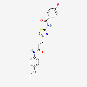 molecular formula C21H20FN3O3S B2517801 N-(4-(3-((4-ethoxyphenyl)amino)-3-oxopropyl)thiazol-2-yl)-4-fluorobenzamide CAS No. 1021227-98-4