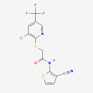 2-{[3-chloro-5-(trifluoromethyl)-2-pyridinyl]sulfanyl}-N-(3-cyano-2-thienyl)acetamide