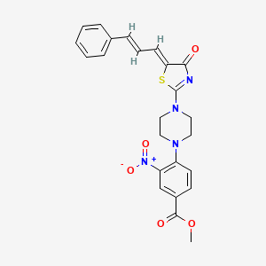 molecular formula C24H22N4O5S B2517806 methyl 3-nitro-4-{4-[4-oxo-5-[(Z,2E)-3-phenyl-2-propenylidene]-1,3-thiazol-2(4H)-yl]piperazino}benzenecarboxylate CAS No. 860651-21-4