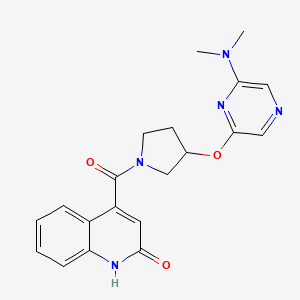 molecular formula C20H21N5O3 B2517811 (3-((6-(Dimethylamino)pyrazin-2-yl)oxy)pyrrolidin-1-yl)(2-hydroxyquinolin-4-yl)methanone CAS No. 2034433-38-8