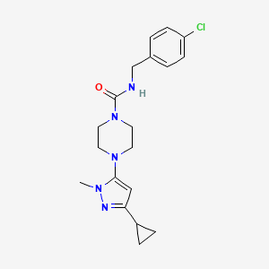 molecular formula C19H24ClN5O B2517814 N-(4-氯苄基)-4-(3-环丙基-1-甲基-1H-吡唑-5-基)哌嗪-1-甲酰胺 CAS No. 2034503-43-8