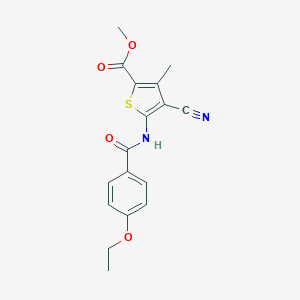 molecular formula C17H16N2O4S B251782 Methyl 4-cyano-5-[(4-ethoxybenzoyl)amino]-3-methyl-2-thiophenecarboxylate 