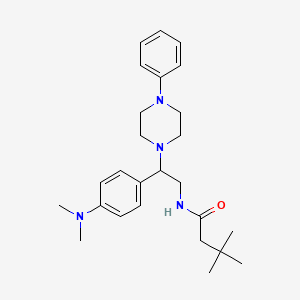 N-(2-(4-(dimethylamino)phenyl)-2-(4-phenylpiperazin-1-yl)ethyl)-3,3-dimethylbutanamide