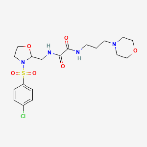 molecular formula C19H27ClN4O6S B2517834 N1-((3-((4-氯苯基)磺酰)恶唑烷-2-基)甲基)-N2-(3-吗啉丙基)草酰胺 CAS No. 874804-90-7