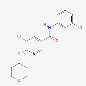 molecular formula C18H18Cl2N2O3 B2517845 5-chloro-N-(3-chloro-2-methylphenyl)-6-((tetrahydro-2H-pyran-4-yl)oxy)nicotinamide CAS No. 1904245-37-9