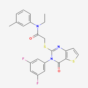 molecular formula C23H19F2N3O2S2 B2517852 2-{[3-(3,5-ジフルオロフェニル)-4-オキソ-3,4-ジヒドロチエノ[3,2-d]ピリミジン-2-イル]スルファニル}-N-エチル-N-(3-メチルフェニル)アセトアミド CAS No. 1260920-29-3