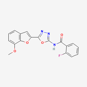 2-fluoro-N-(5-(7-methoxybenzofuran-2-yl)-1,3,4-oxadiazol-2-yl)benzamide