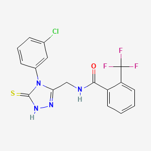 molecular formula C17H12ClF3N4OS B2517859 N-[[4-(3-氯苯基)-5-硫代亚磺酰基-1H-1,2,4-三唑-3-基]甲基]-2-(三氟甲基)苯甲酰胺 CAS No. 391887-14-2