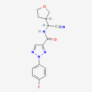 molecular formula C15H14FN5O2 B2517862 N-[Cyano(oxolan-3-yl)methyl]-2-(4-fluorophenyl)triazole-4-carboxamide CAS No. 1465356-30-2