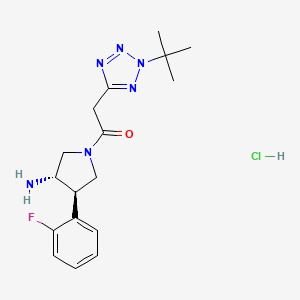 1-[(3S,4R)-3-Amino-4-(2-fluorophenyl)pyrrolidin-1-yl]-2-(2-tert-butyltetrazol-5-yl)ethanone;hydrochloride