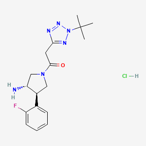 molecular formula C17H24ClFN6O B2517863 1-[(3S,4R)-3-Amino-4-(2-fluorophenyl)pyrrolidin-1-yl]-2-(2-tert-butyltetrazol-5-yl)ethanone;hydrochloride CAS No. 2416218-69-2