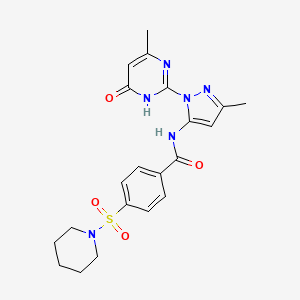 N-(3-methyl-1-(4-methyl-6-oxo-1,6-dihydropyrimidin-2-yl)-1H-pyrazol-5-yl)-4-(piperidin-1-ylsulfonyl)benzamide