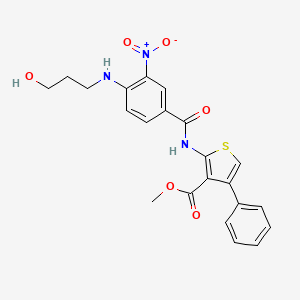 molecular formula C22H21N3O6S B2517869 Methyl 2-(4-((3-hydroxypropyl)amino)-3-nitrobenzamido)-4-phenylthiophene-3-carboxylate CAS No. 315677-71-5