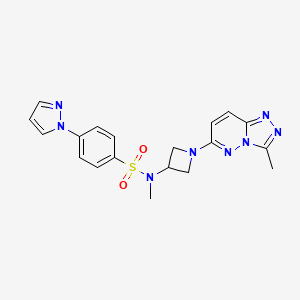 molecular formula C19H20N8O2S B2517870 N-methyl-N-(1-(3-methyl-[1,2,4]triazolo[4,3-b]pyridazin-6-yl)azetidin-3-yl)-4-(1H-pyrazol-1-yl)benzenesulfonamide CAS No. 2319838-54-3