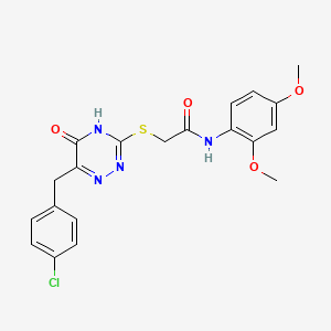 molecular formula C20H19ClN4O4S B2517876 2-((6-(4-chlorobenzyl)-5-oxo-4,5-dihydro-1,2,4-triazin-3-yl)thio)-N-(2,4-dimethoxyphenyl)acetamide CAS No. 893708-49-1