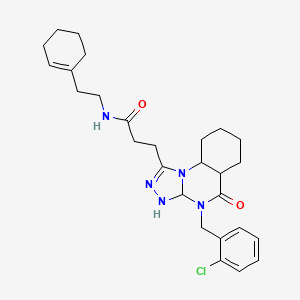 3-{4-[(2-chlorophenyl)methyl]-5-oxo-4H,5H-[1,2,4]triazolo[4,3-a]quinazolin-1-yl}-N-[2-(cyclohex-1-en-1-yl)ethyl]propanamide