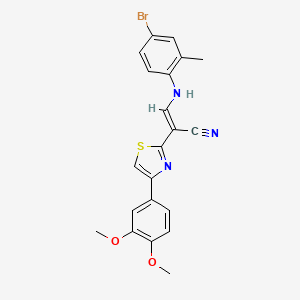 molecular formula C21H18BrN3O2S B2517879 (E)-3-((4-溴-2-甲基苯基)氨基)-2-(4-(3,4-二甲氧基苯基)噻唑-2-基)丙烯腈 CAS No. 683257-63-8